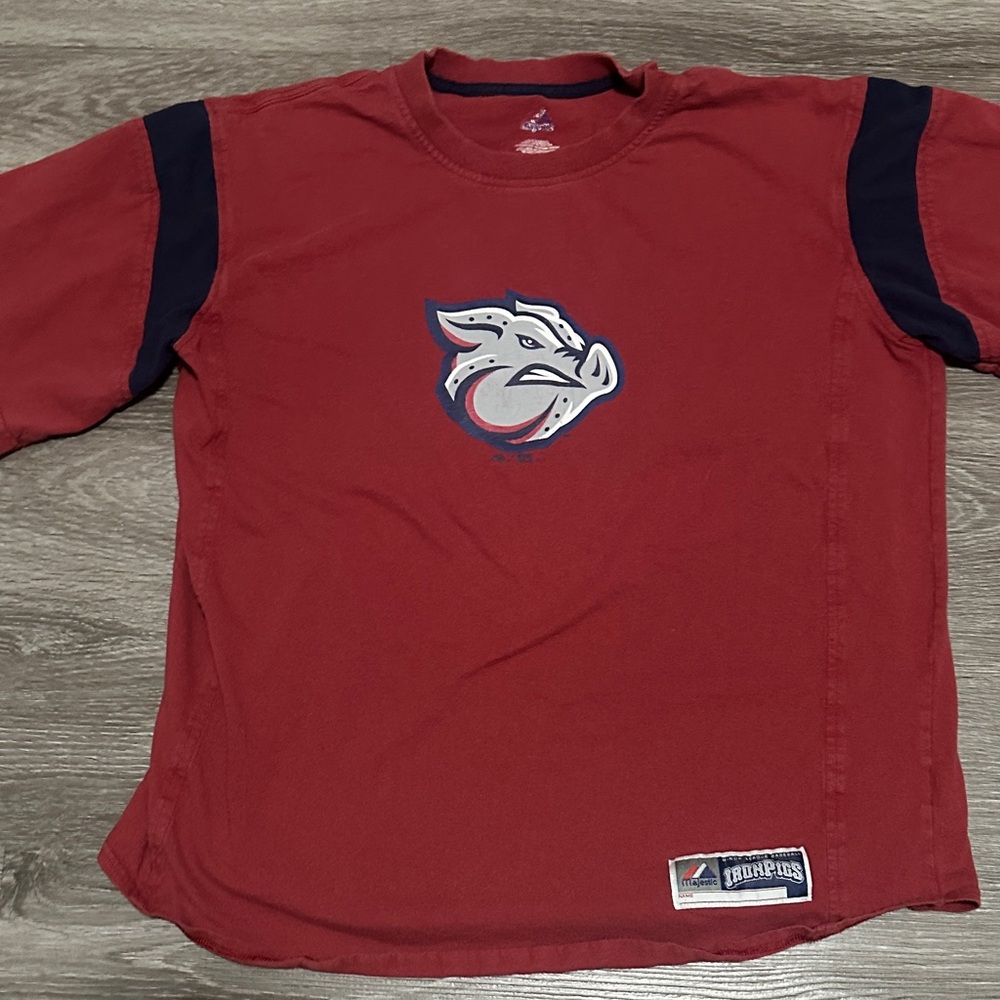 Leigh Valley Iron Pigs Red and Navy Tee